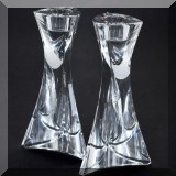 G33. Lead Crystal triangle shaped candlesticks. 6.5”h - $18 